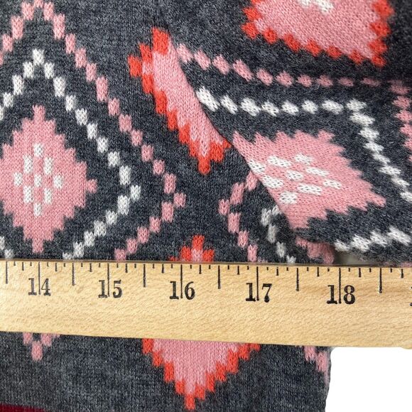 Talbots Nordic Fair Isle Lambswool Sweater Women L Wool Blend Gray Pink High-Low - Picture 10 of 15